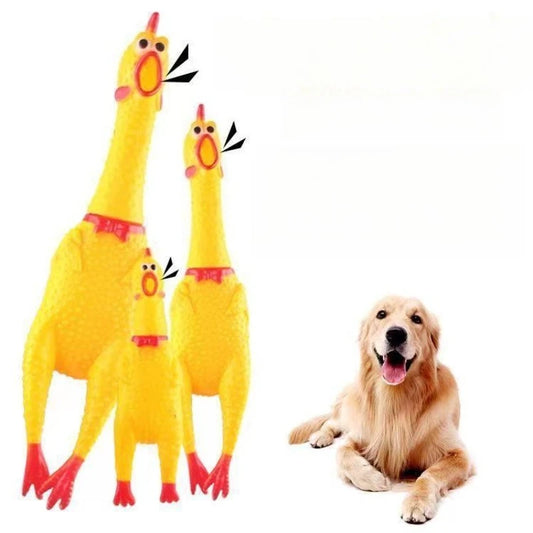 Squeaky Chicken Dog Toy - Fun Rubber Chew for Small and Large Dogs, Perfect for Playtime!