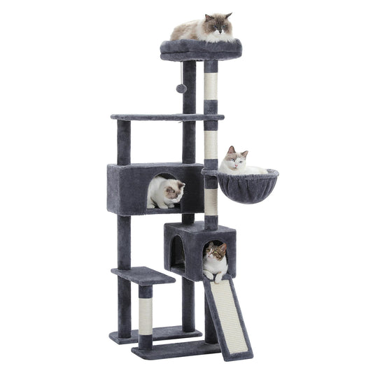 Stylish 23" Brown Cat Tree Tower - Cozy Indoor Cat House with Free Toy & Soft Mats!