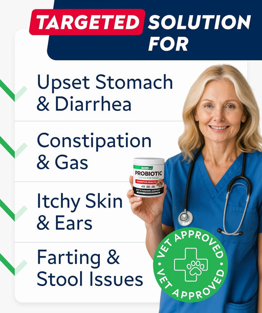 Delicious Bacon-Flavored Probiotics Chews for Dogs - Support Digestive Health, Relieve Stomach Issues & Boost Immunity - 120 Soft Chews for All Breeds and Ages