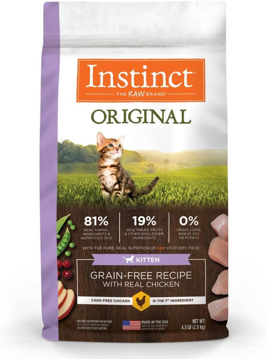 Nourish Your Growing Kitten with Instinct Original Grain-Free Dry Cat Food - High Protein, Real Chicken, 4.5 Lb Bag