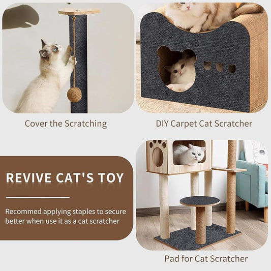 Transform Your Cat's Scratching Experience with Our Dark Gray DIY Cat Scratch Mat - Perfect for Trees, Doors, and Couches (11.8 x 23 Inch)