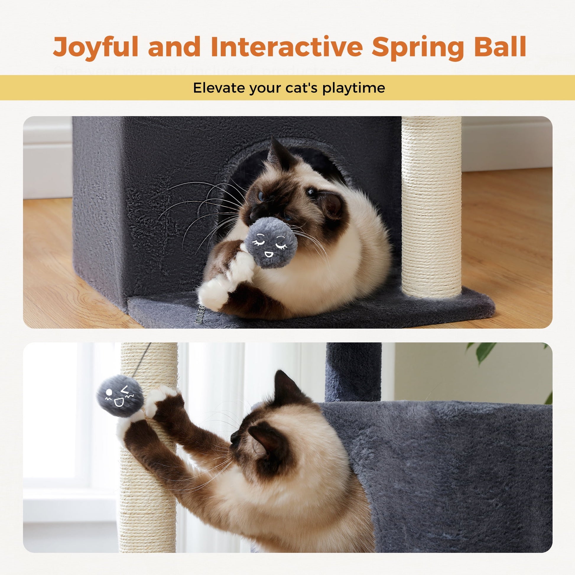 Ultimate Comfort for Your Cats: 31.5" Modern Dark Gray Cat Tree Tower with Spacious Dual Condos and Fun Accessories