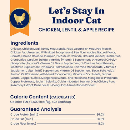 Solid Gold Indoor Cat Food - Grain Free & Gluten Free Chicken Kibble for Optimal Gut Health, Hairball Control & Sensitive Stomach Support - 12LB Bag for Happy, Healthy Indoor Cats