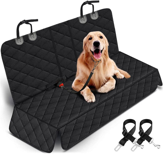 Ultimate Waterproof Dog Car Seat Cover - Non-Slip Back Seat Protector for Pets and Kids, Universal Fit for Cars, Trucks, and SUVs - Stylish Black Design