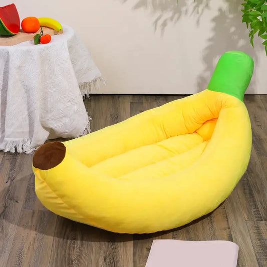 Cozy Banana Shaped Dogs Bed - Plush, Detachable & Washable Sanctuary for Small to Large Pets