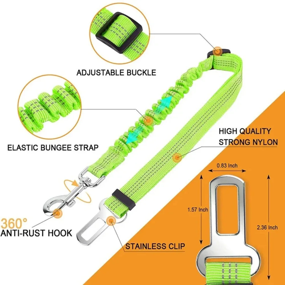 Keep Your Dog Safe on the Road: Adjustable Reflective Dog Seat Belt with Durable Nylon Harness